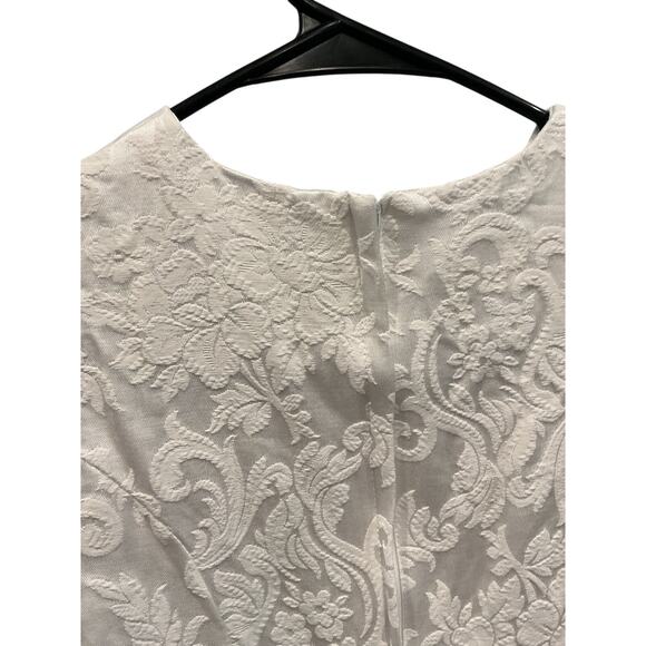 Vintage Jessica McClintock Girls Dress Size 8 White Embroidered Satin Formal - Picture 8 of 11